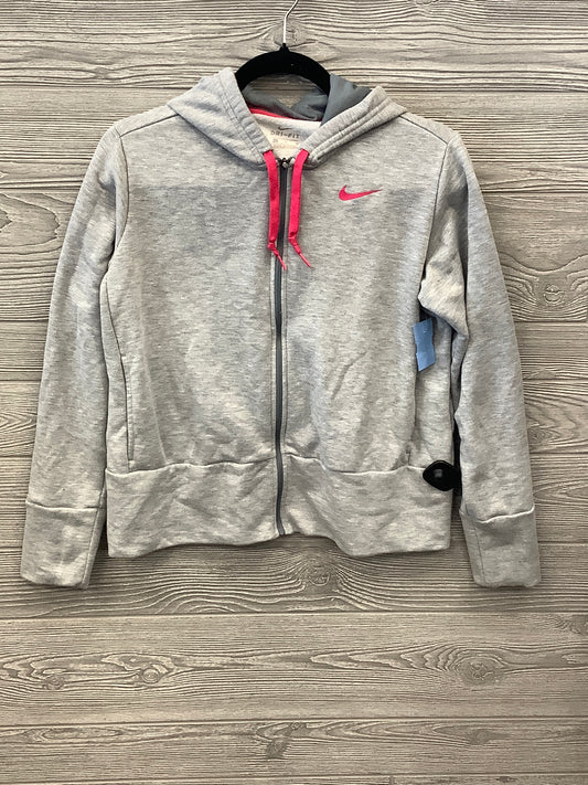 Athletic Top Long Sleeve Hoodie By Nike Apparel In Grey, Size: M