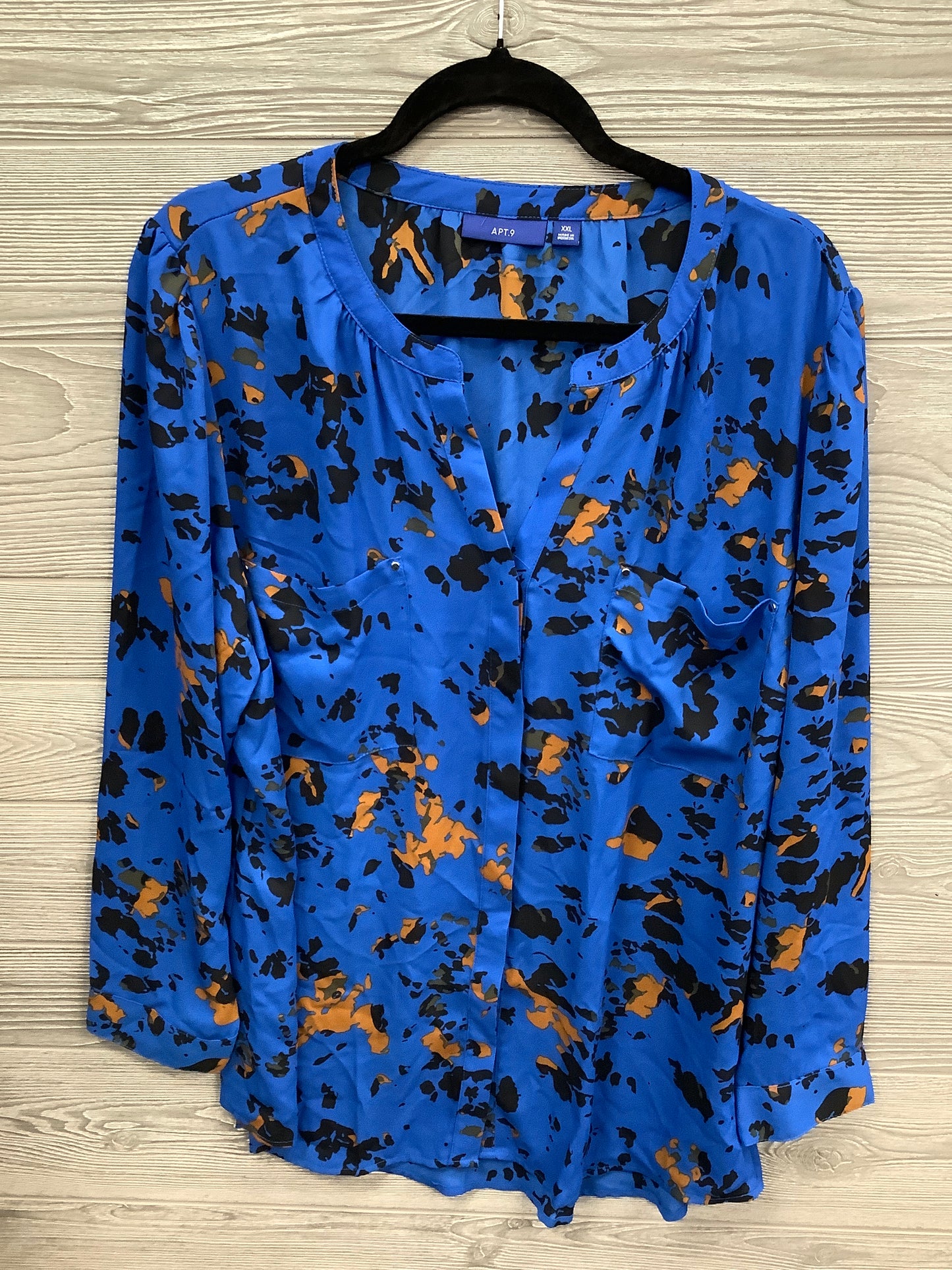 Top Long Sleeve By Apt 9 In Blue, Size: Xxl