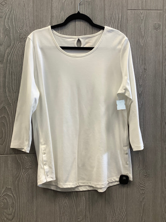 Top Long Sleeve By L.l. Bean In White, Size: L