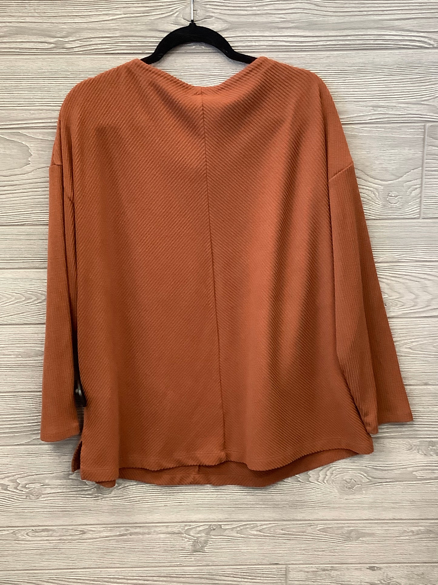 Top Long Sleeve By Ava & Viv In Brown, Size: 1x