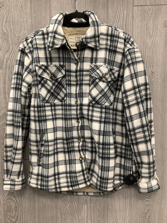 Jacket Fleece By Sage In Plaid Pattern, Size: S