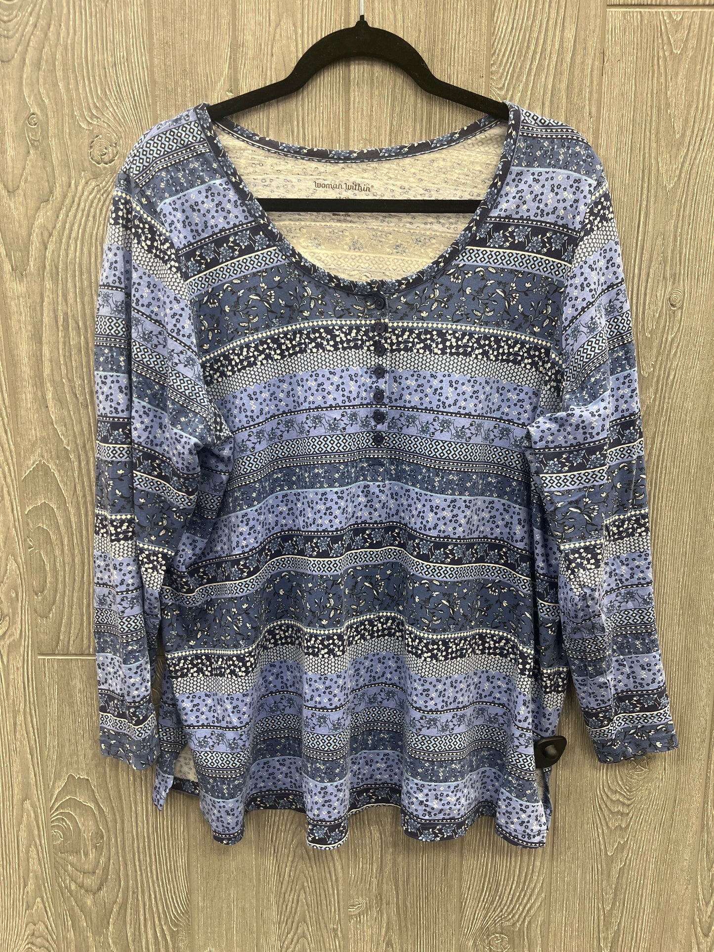 Top Long Sleeve By Woman Within In Blue, Size: 1x