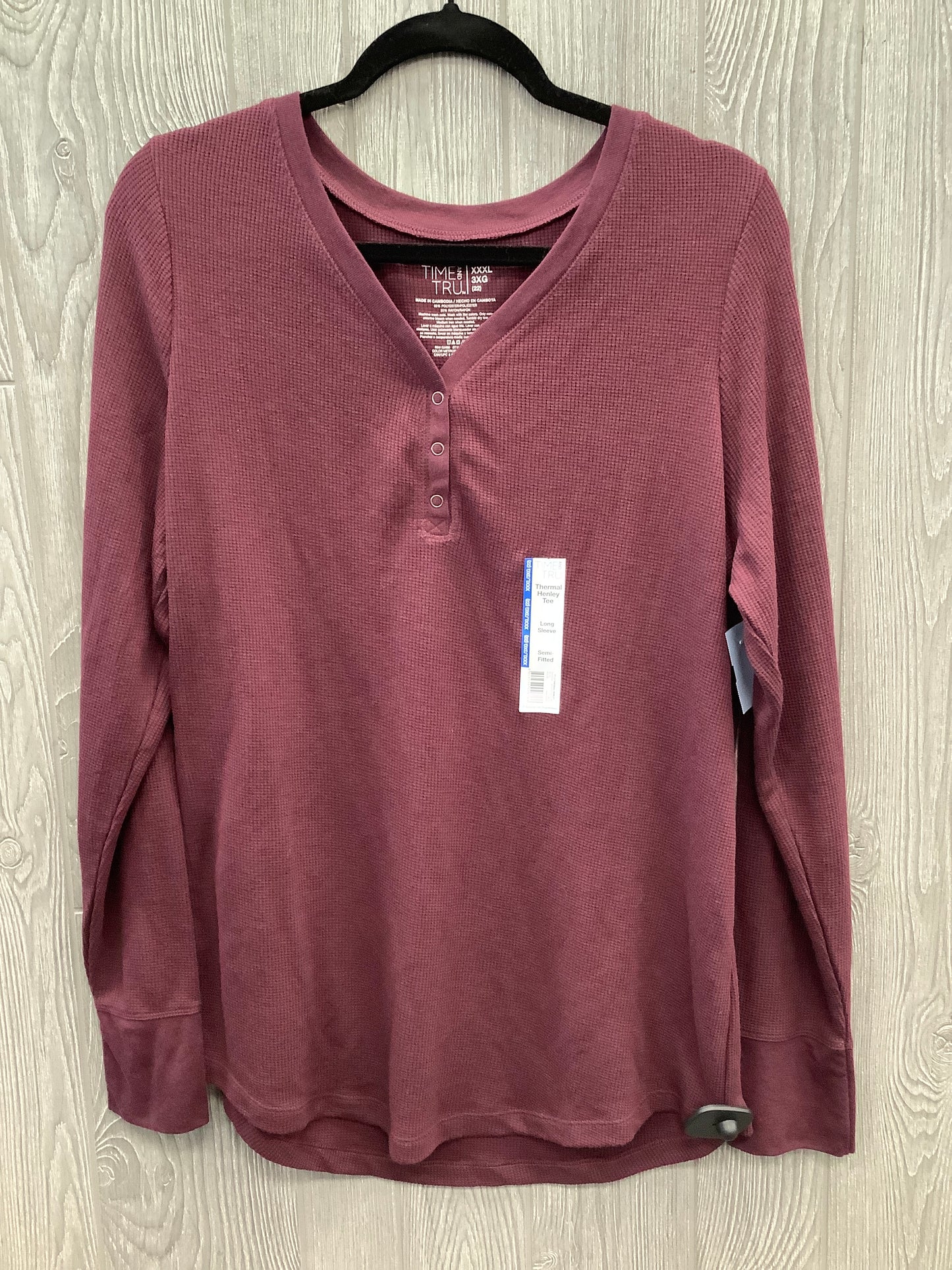 Top Long Sleeve By Time And Tru In Purple, Size: 3x