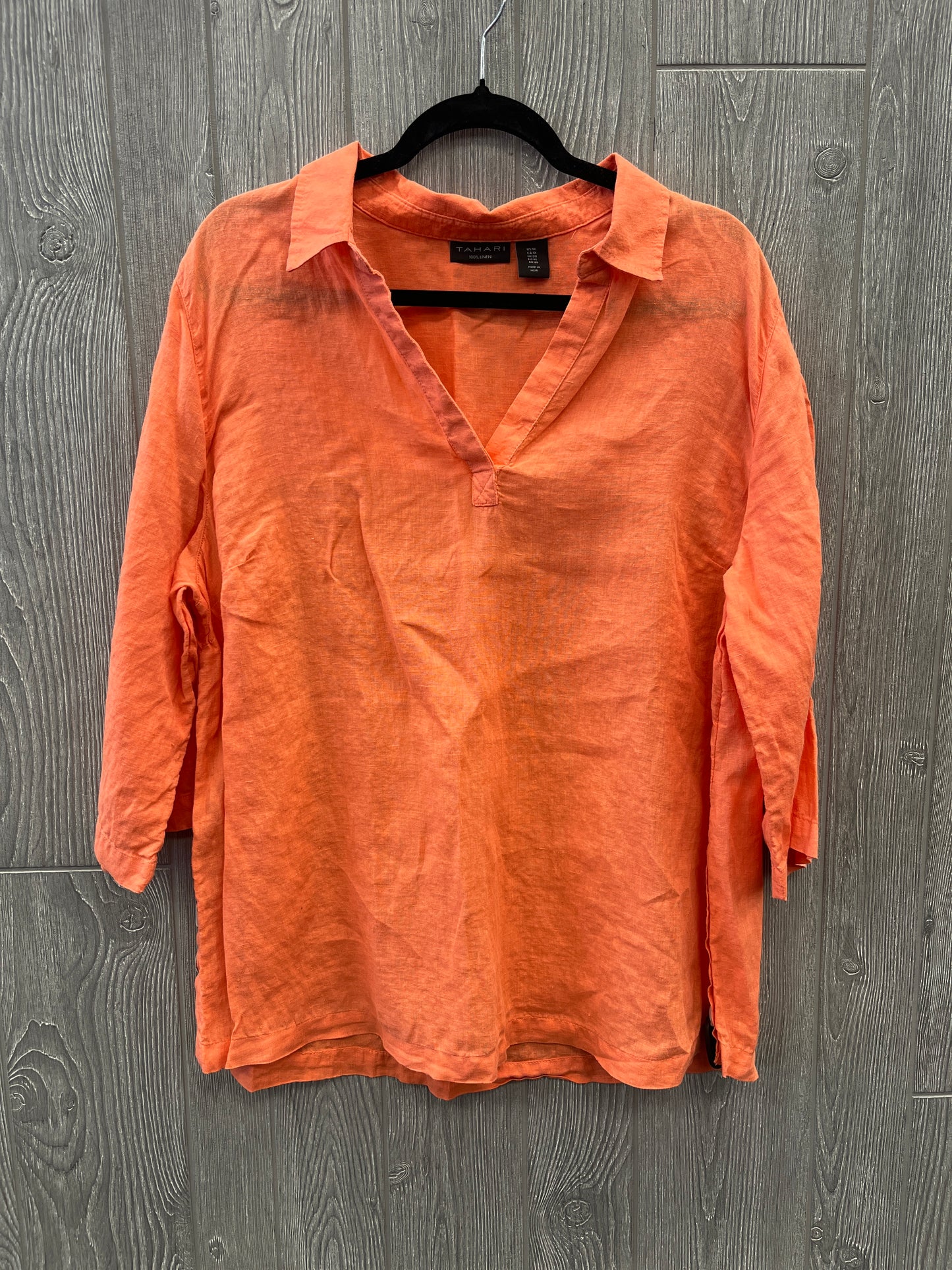 Top 3/4 Sleeve By Tahari By Arthur Levine In Orange, Size: 1x