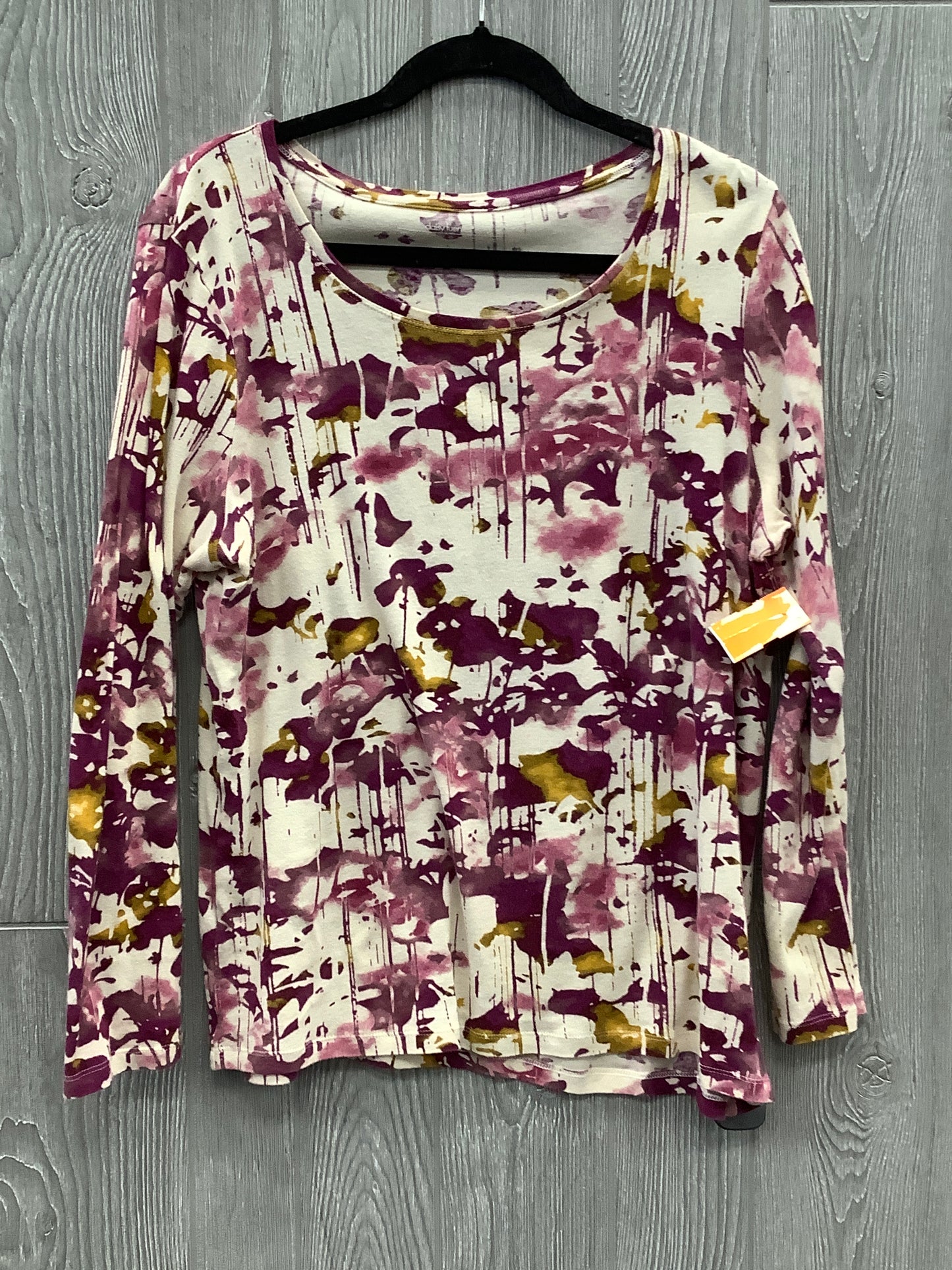 Top Long Sleeve By Daisy Fuentes In Cream & Purple, Size: Xl
