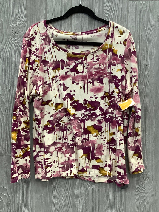 Top Long Sleeve By Daisy Fuentes In Cream & Purple, Size: Xl