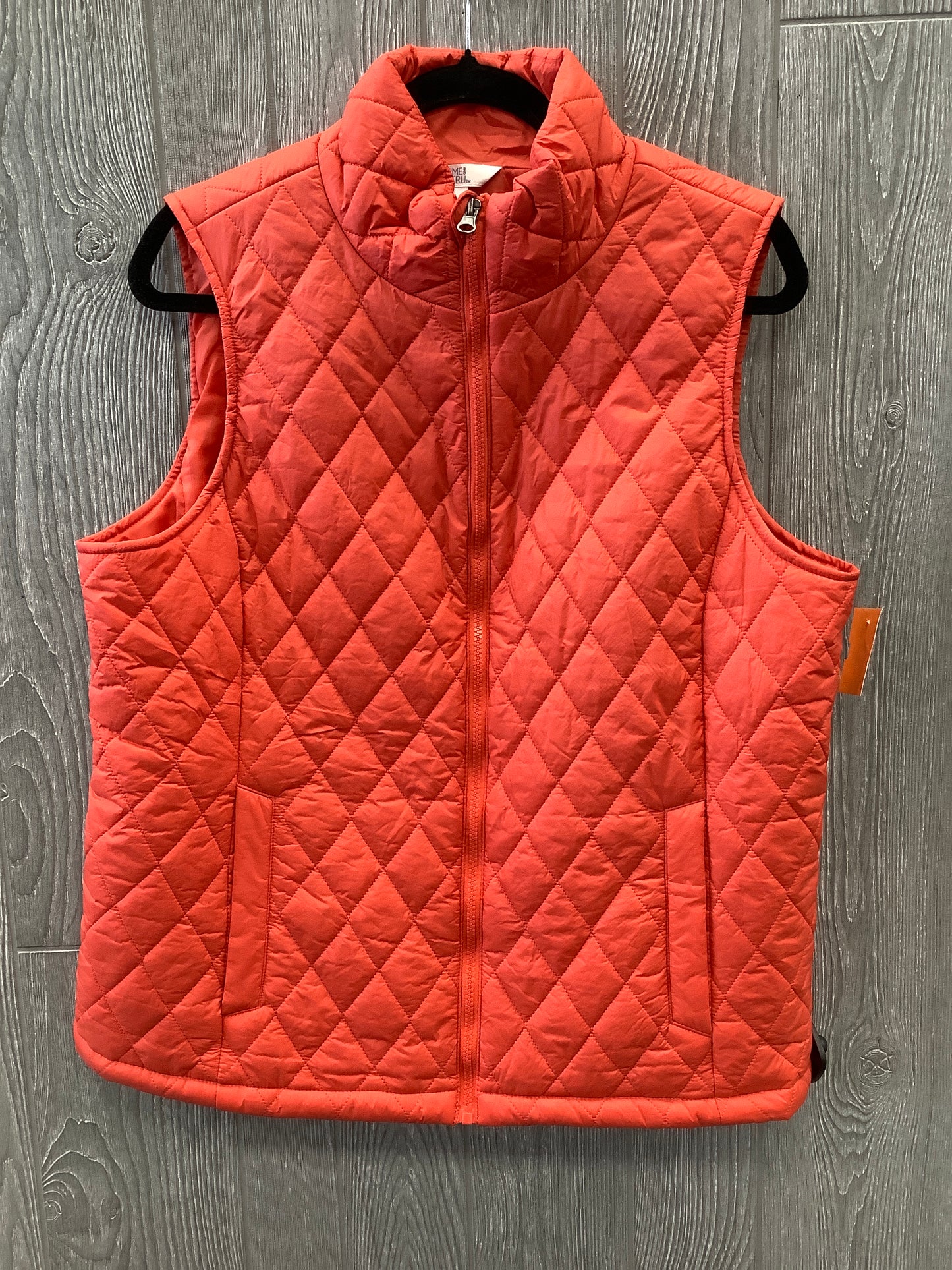 Vest Puffer & Quilted By Time And Tru In Orange, Size: L