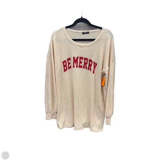 Top Long Sleeve By Heimish Usa In Cream, Size: L