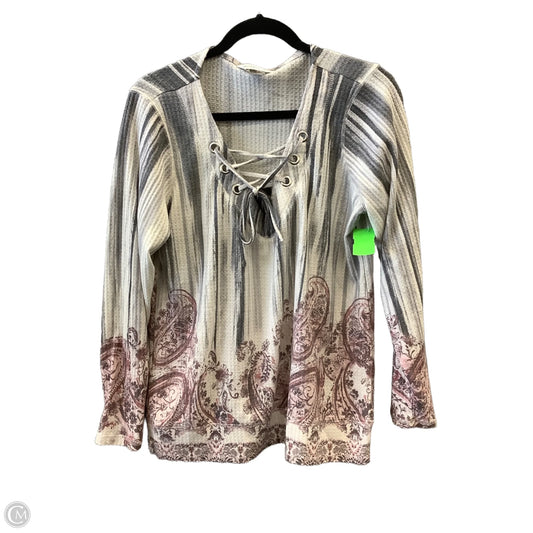Top Long Sleeve By Christopher And Banks In Grey, Size: L