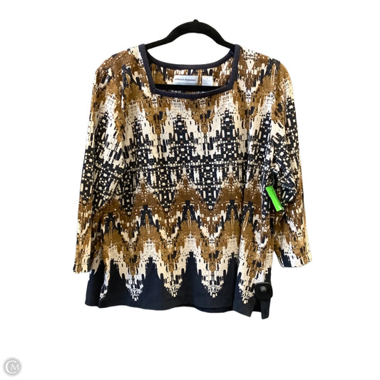 Top Long Sleeve By Alfred Dunner In Blue & Brown, Size: Lp