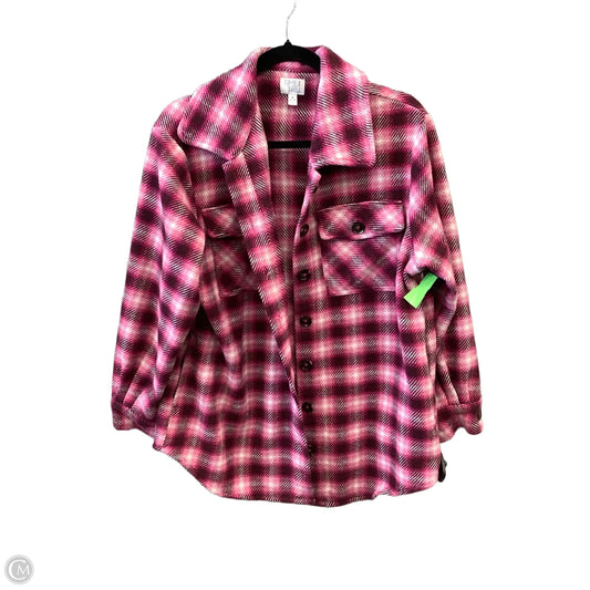 Jacket Shirt By Time And Tru In Plaid Pattern, Size: M