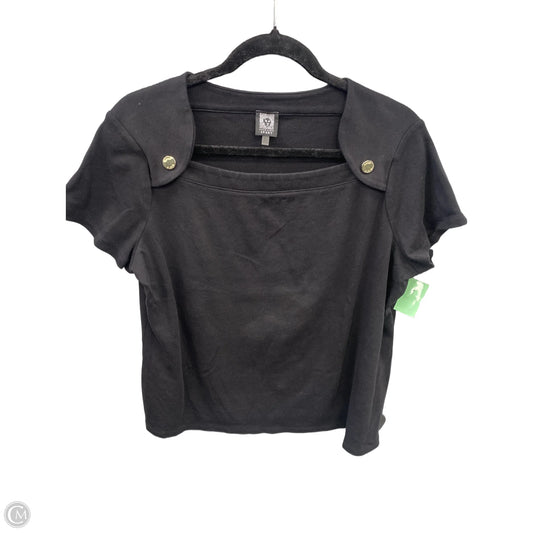 Top Short Sleeve By Anne Klein In Black, Size: Xl