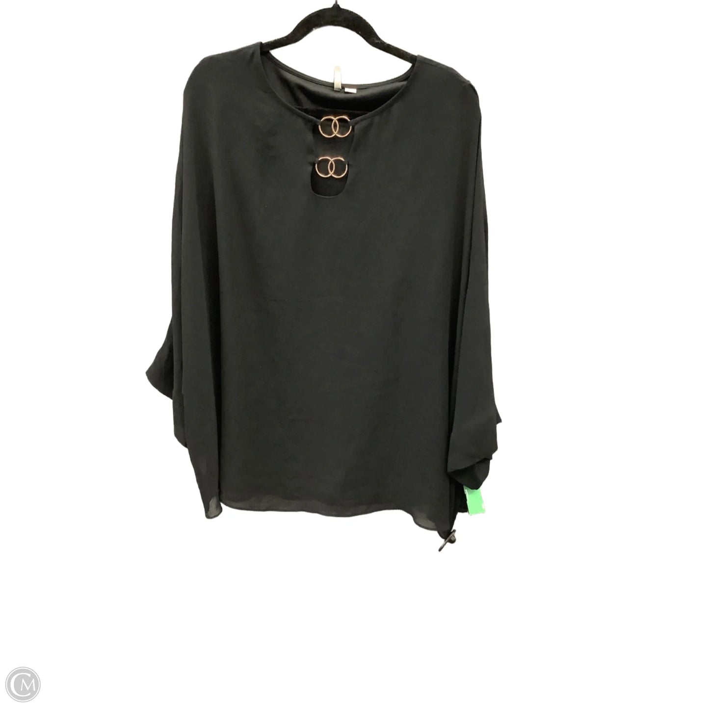 Blouse Long Sleeve By Cato In Black, Size: 1x