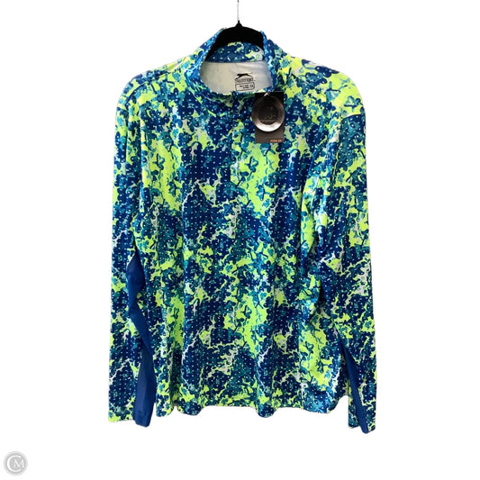 Athletic Top Long Sleeve Crewneck By Slazenger In Blue & Green, Size: Xxl