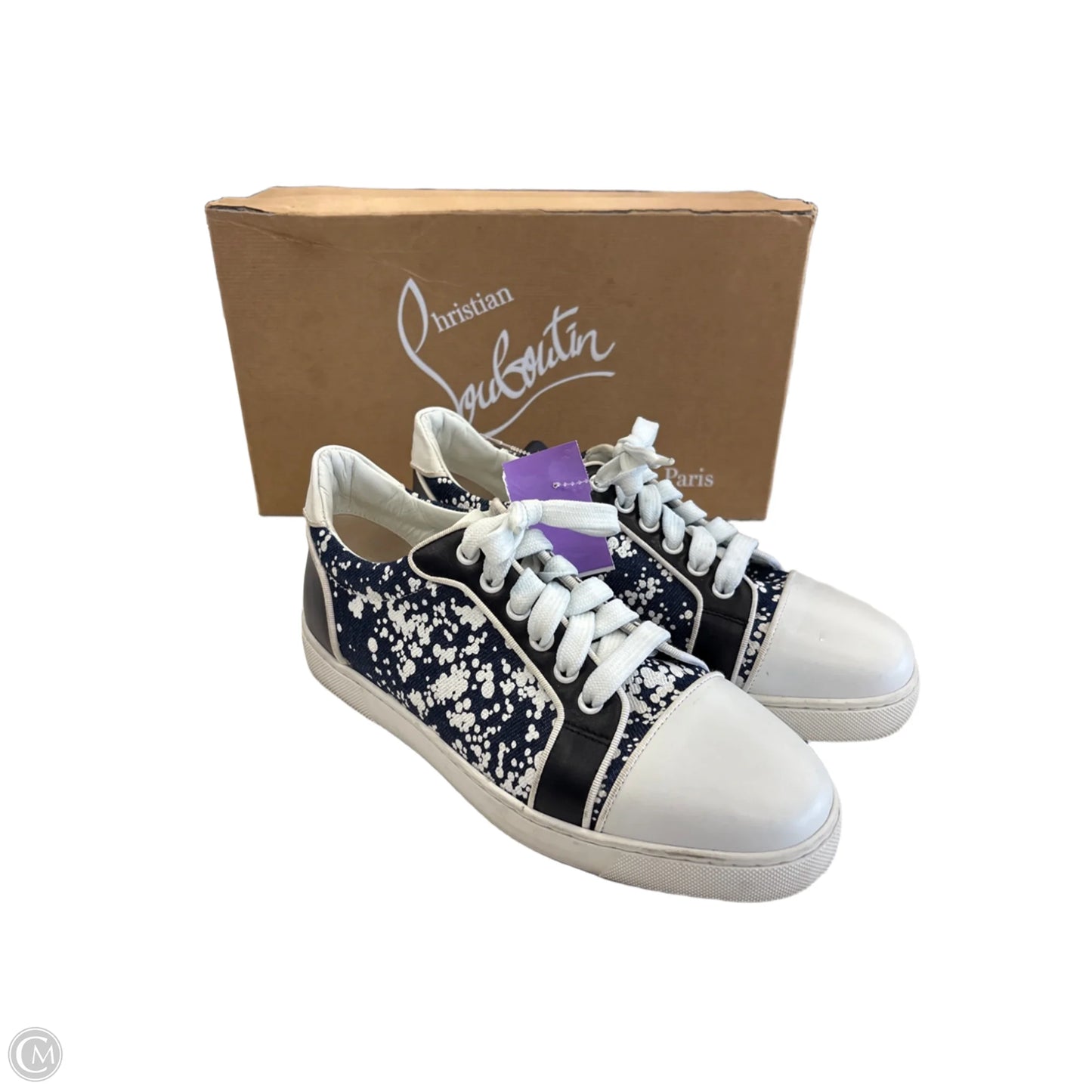 Shoes Luxury Designer By Christian Louboutin In Navy, Size: 7.5