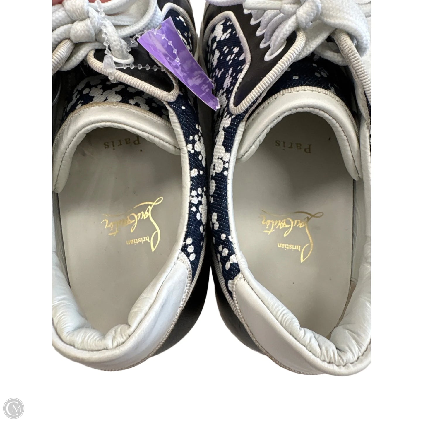 Shoes Luxury Designer By Christian Louboutin In Navy, Size: 7.5