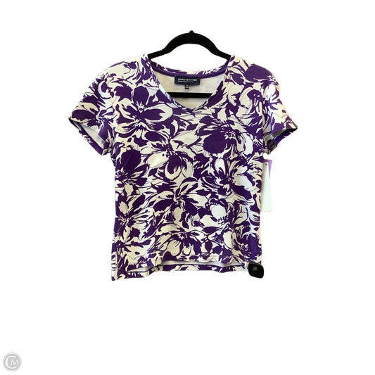 Top Short Sleeve By Jones New York In Purple & White, Size: Sp