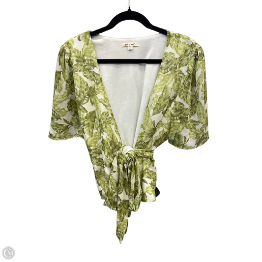 Top Short Sleeve By Miami In Green & White, Size: Xl