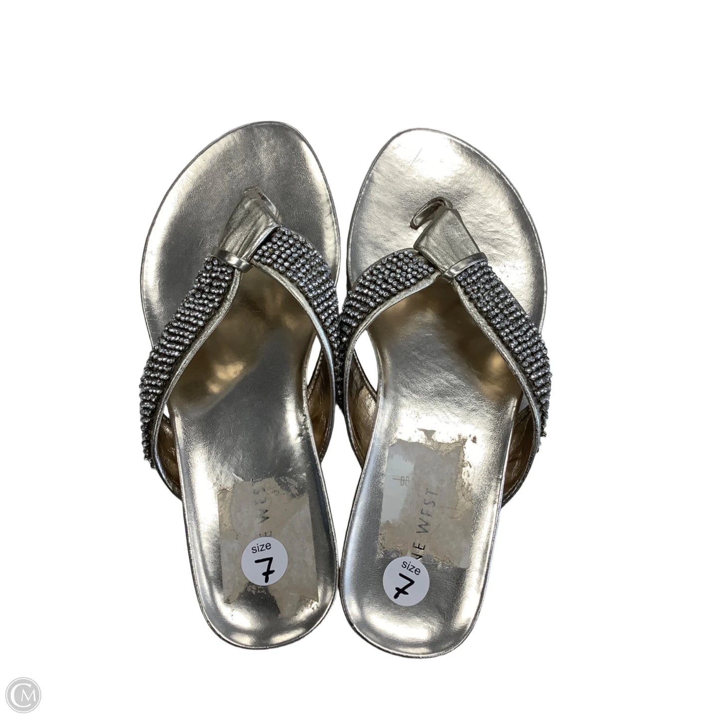 Sandals Flip Flops By Nine West In Gold, Size: 7