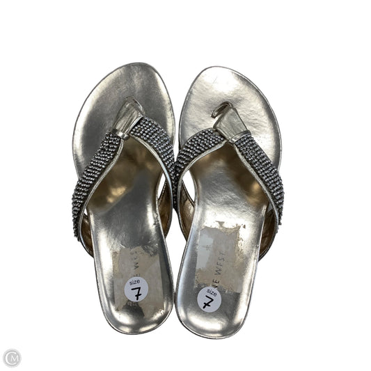 Sandals Flip Flops By Nine West In Gold, Size: 7
