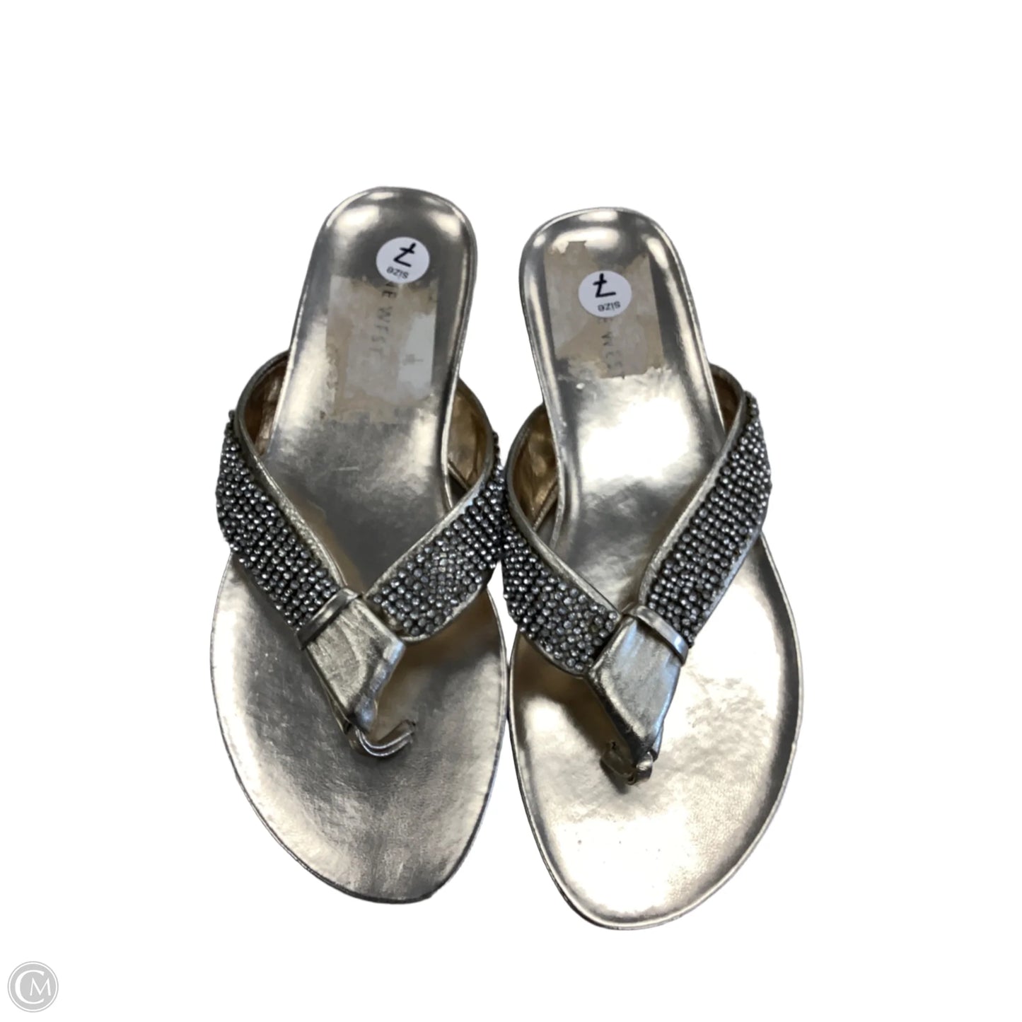 Sandals Flip Flops By Nine West In Gold, Size: 7