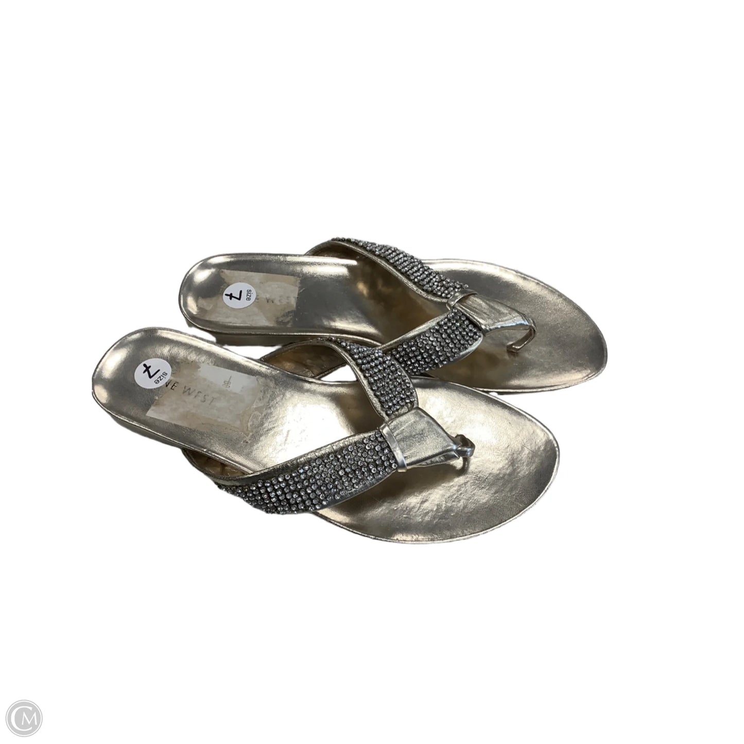 Sandals Flip Flops By Nine West In Gold, Size: 7