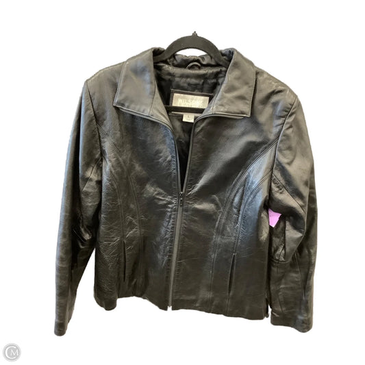 Jacket Leather By Wilsons Leather In Black, Size: L