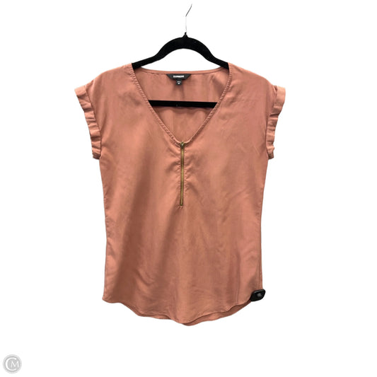 Top Short Sleeve By Express In Brown, Size: Xs