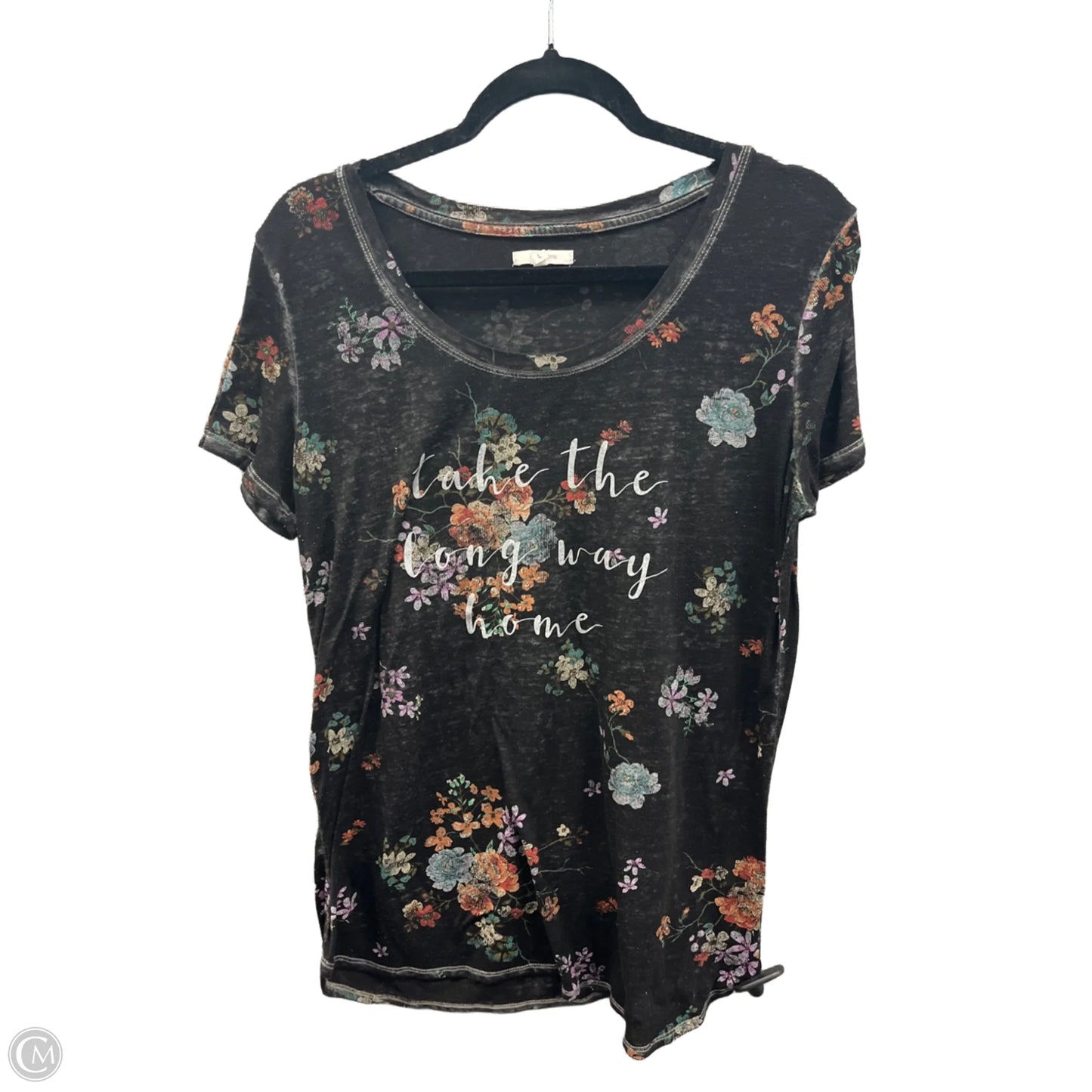 Top Short Sleeve By Maurices In Black, Size: L