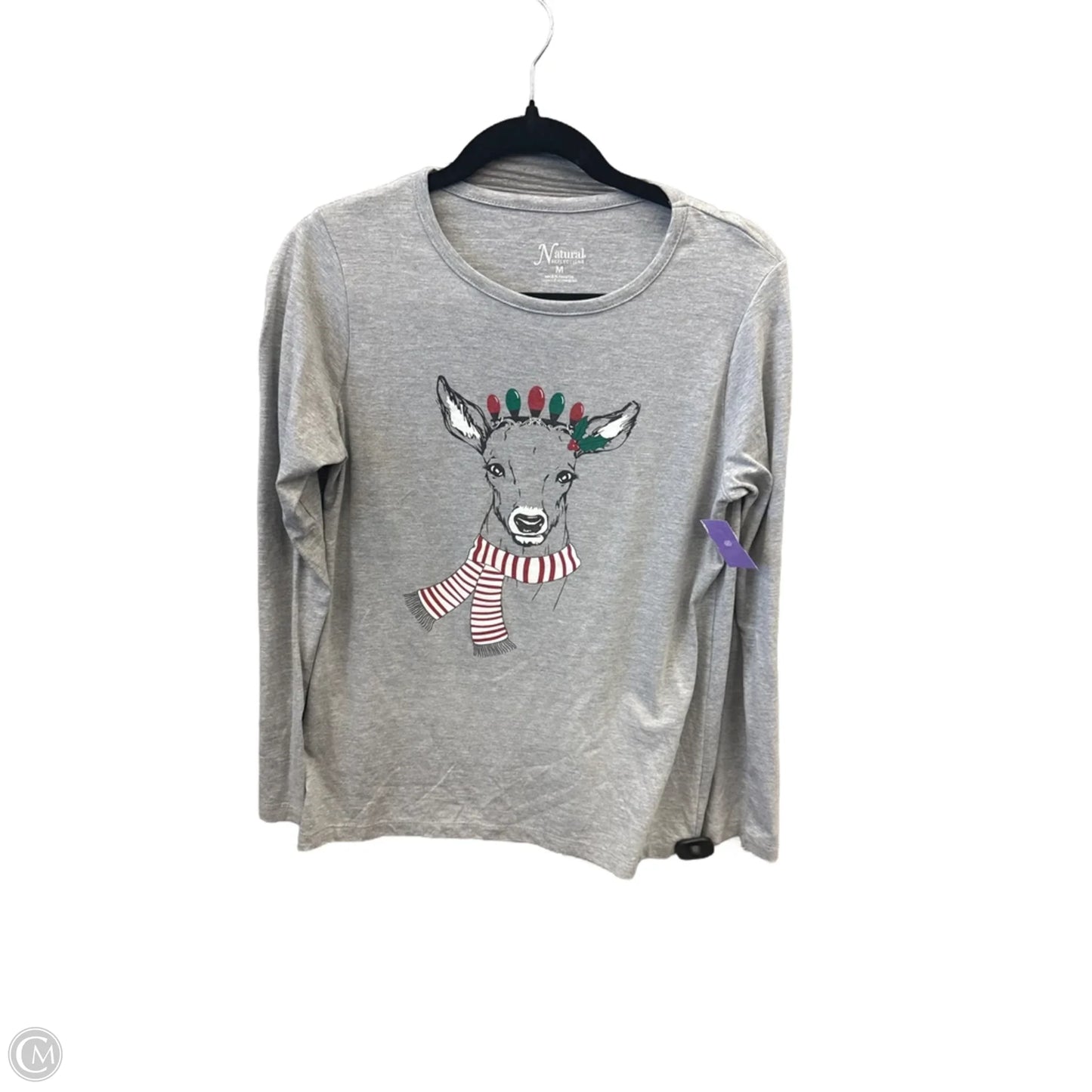 Top Long Sleeve By Natural Reflections In Grey, Size: M