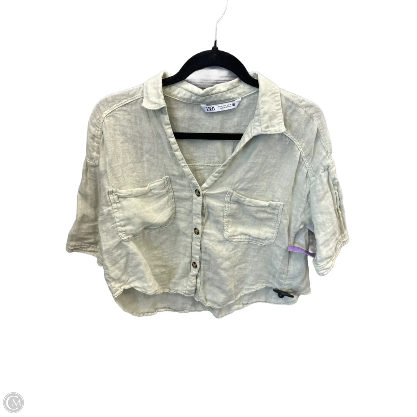 Top Short Sleeve By Zara In Green, Size: S