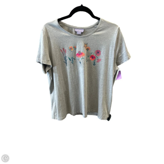 Top Short Sleeve By Laura Scott In Grey, Size: Xlp