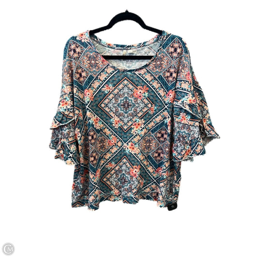 Top 3/4 Sleeve By Cato In Multi-colored, Size: 1x