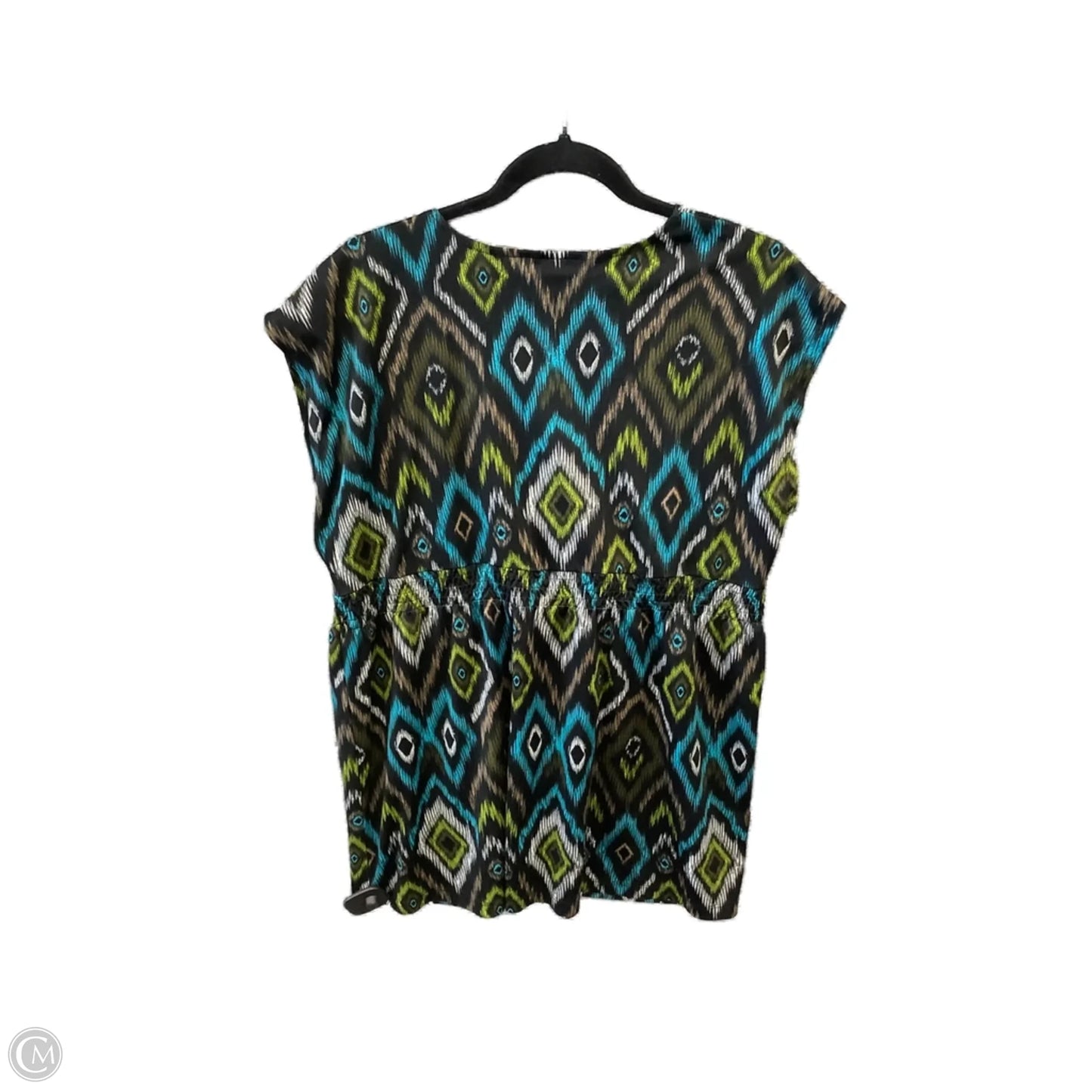 Top Short Sleeve By Requirements In Blue & Green, Size: Xl