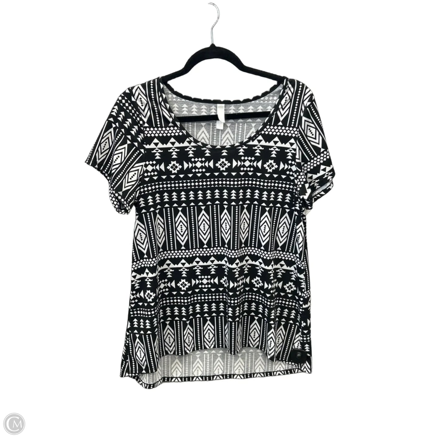 Top Short Sleeve By Lularoe In Black & White, Size: L