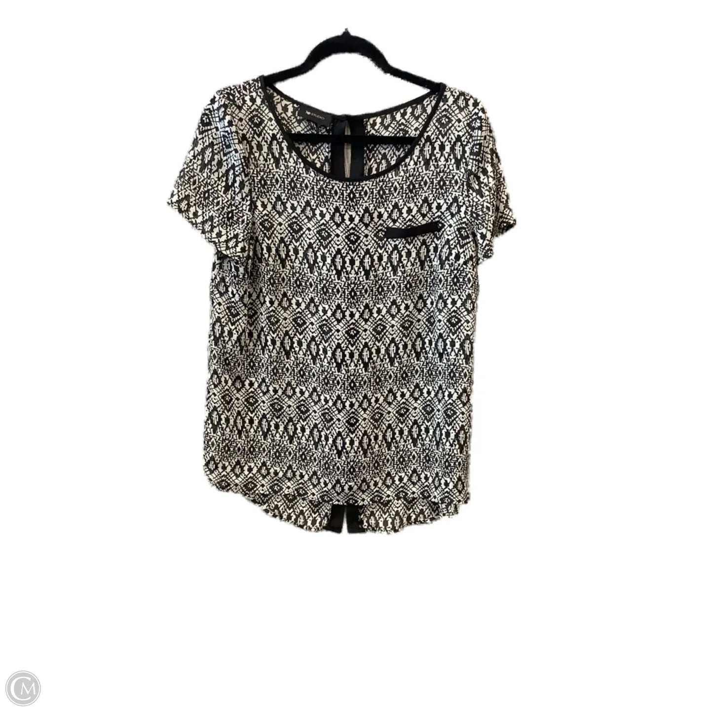 Top Short Sleeve By Ab Studio In Black, Size: L