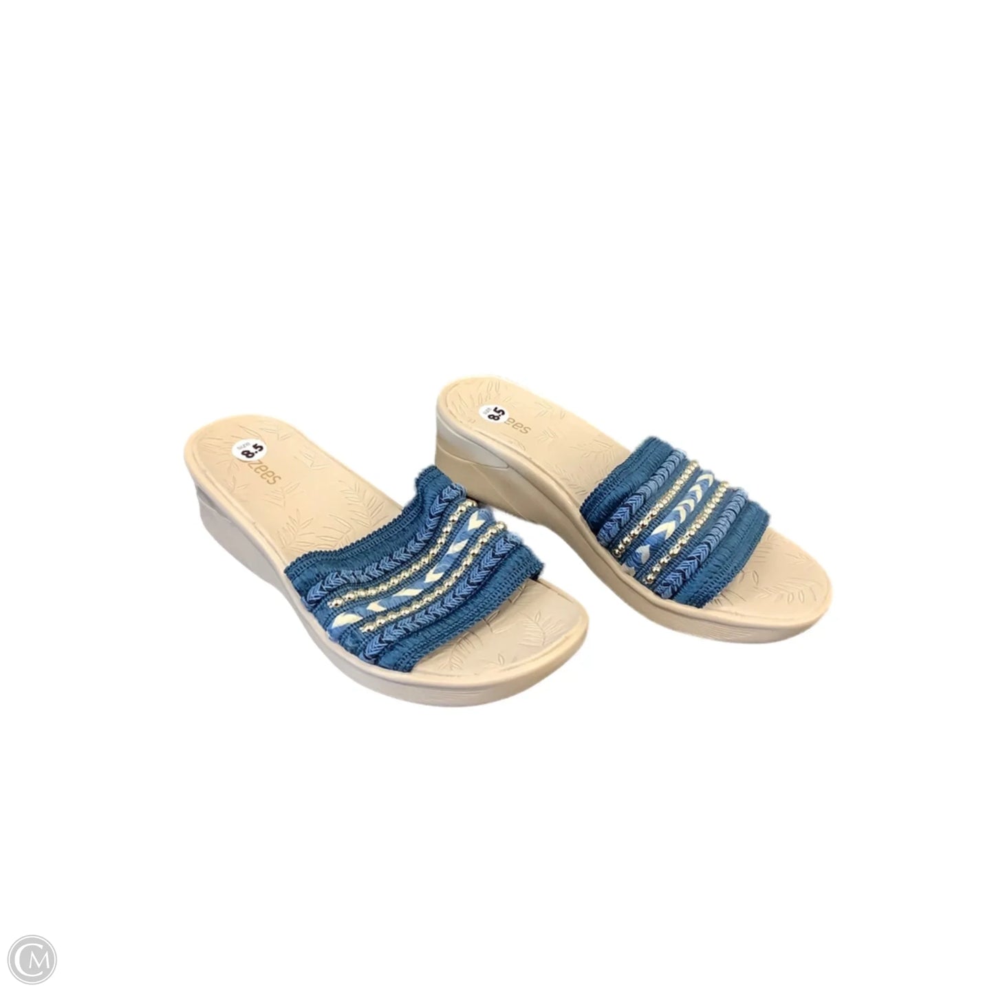 Sandals Heels Wedge By Bzees In Blue & Brown, Size: 8.5