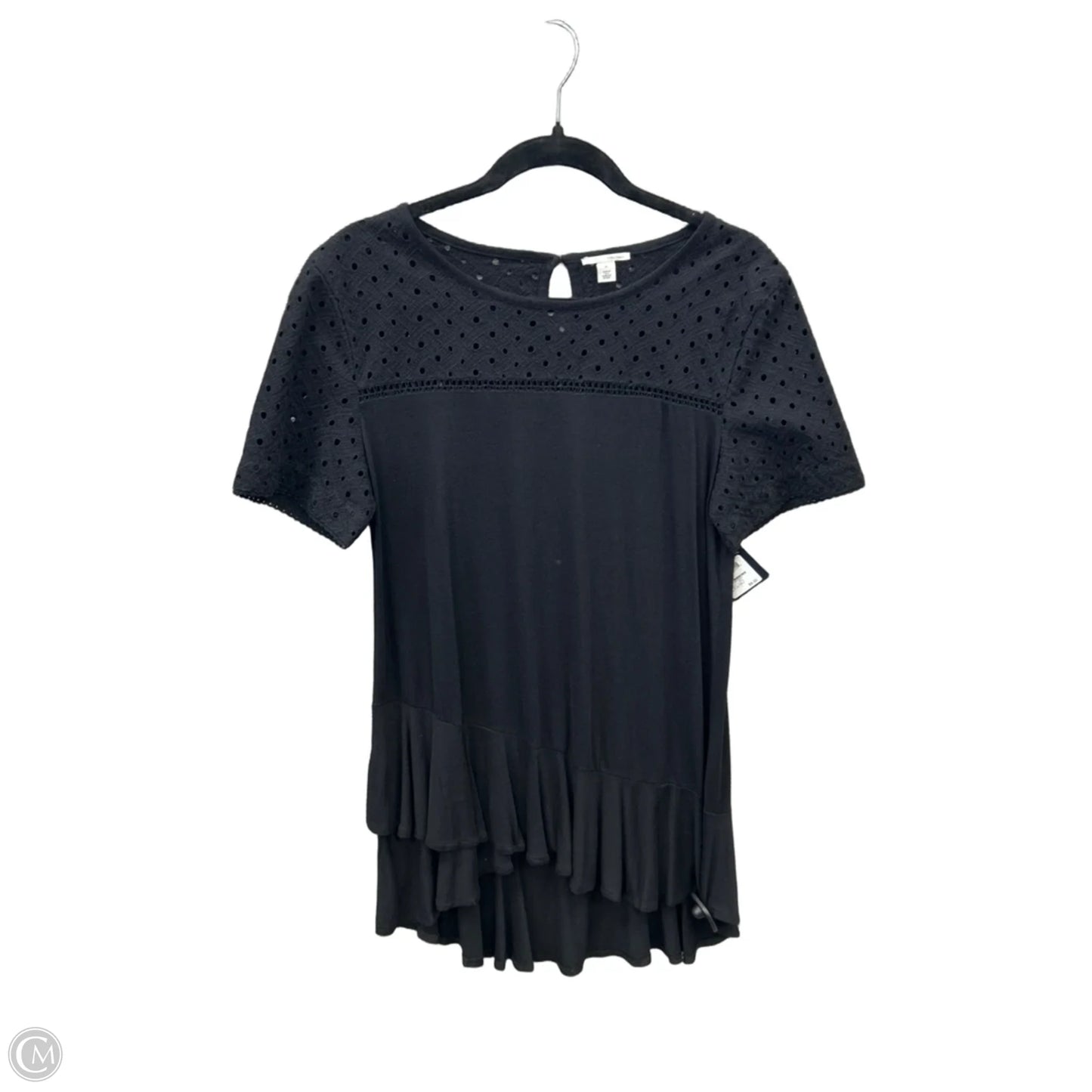 Tunic Short Sleeve By Halogen In Black, Size: M