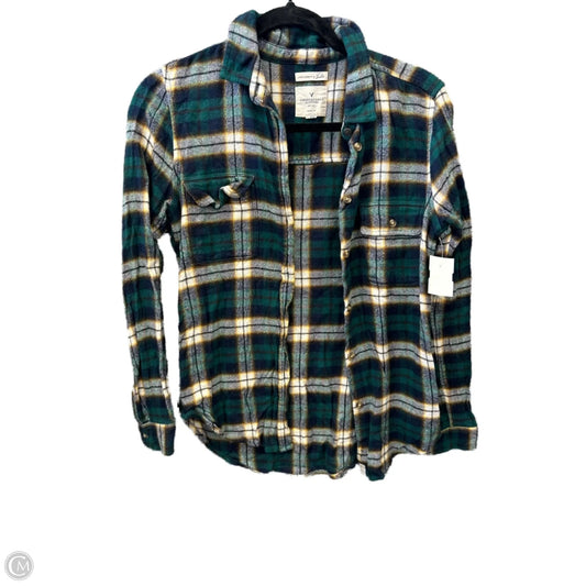 Top Long Sleeve By American Eagle In Plaid Pattern, Size: S