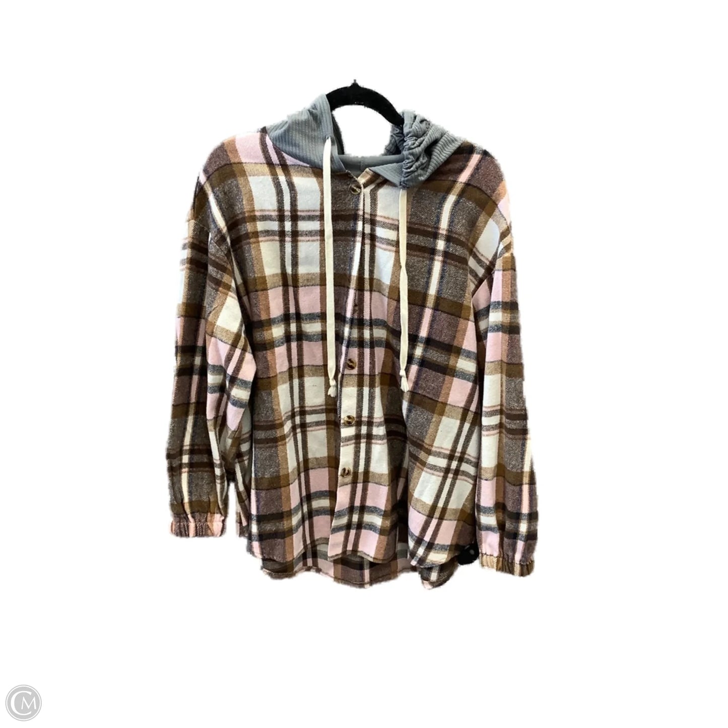 Jacket Shirt By Shein In Plaid Pattern, Size: 1x