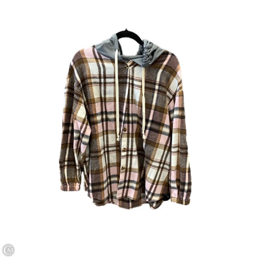 Jacket Shirt By Shein In Plaid Pattern, Size: 1x
