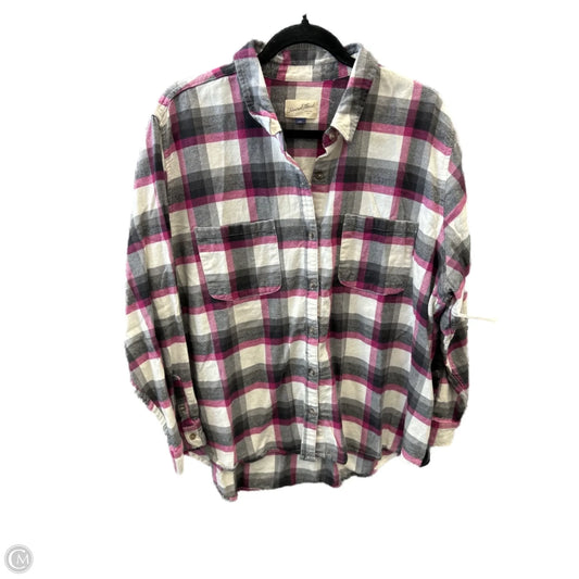 Top Long Sleeve By Universal Thread In Plaid Pattern, Size: Xxl