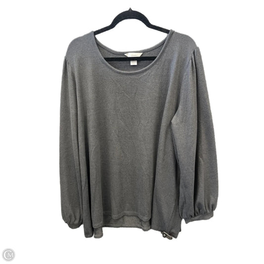 Top Long Sleeve By Cj Banks In Grey, Size: 3x