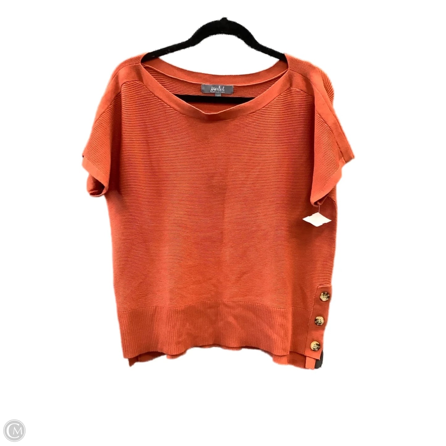 Sweater Short Sleeve By Marled In Orange, Size: L