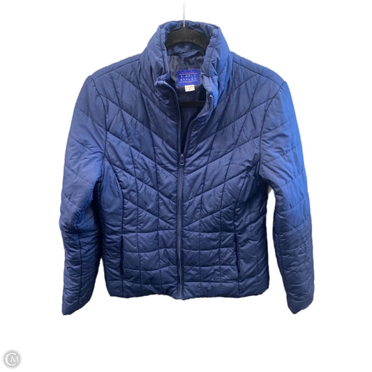 Coat Puffer & Quilted By Simply Styled In Blue, Size: M