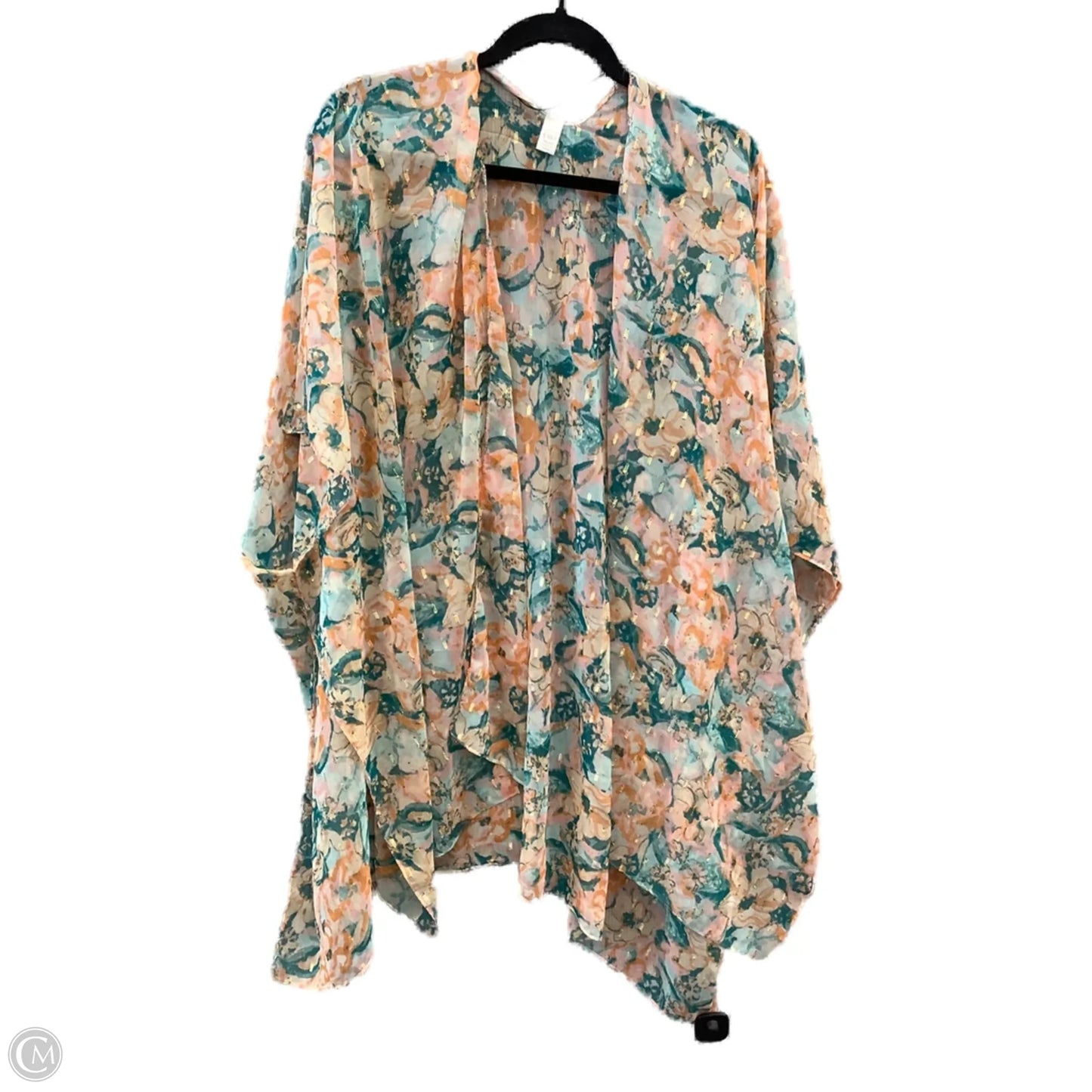 Kimono By Cato In Green & Orange, Size: Osfm