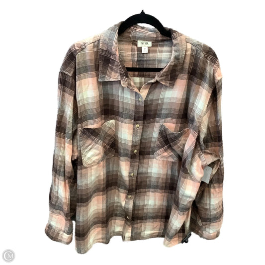 Top Long Sleeve By Ana In Plaid Pattern, Size: 3x