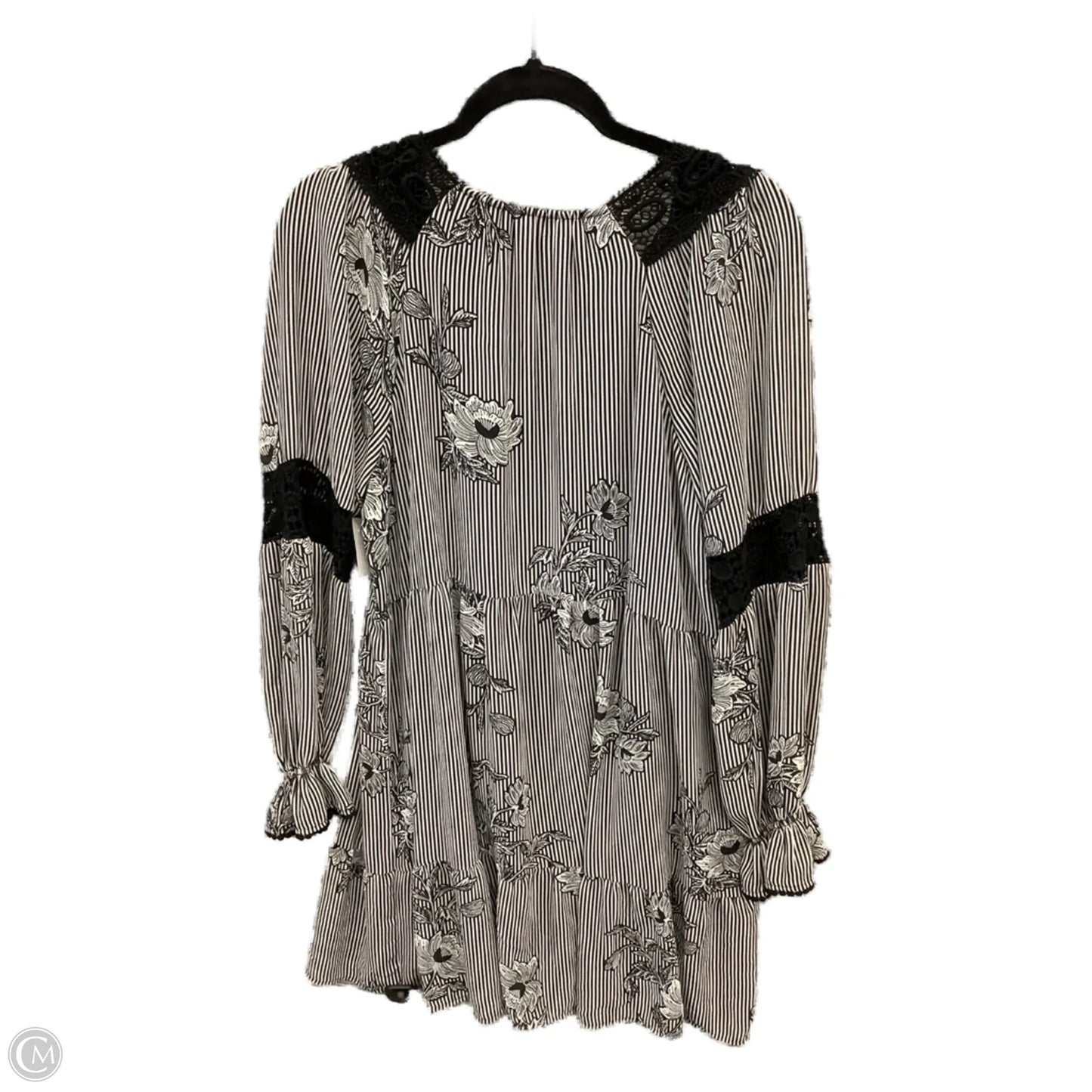 Dress Casual Midi By Signature Studio In Blue & White, Size: L