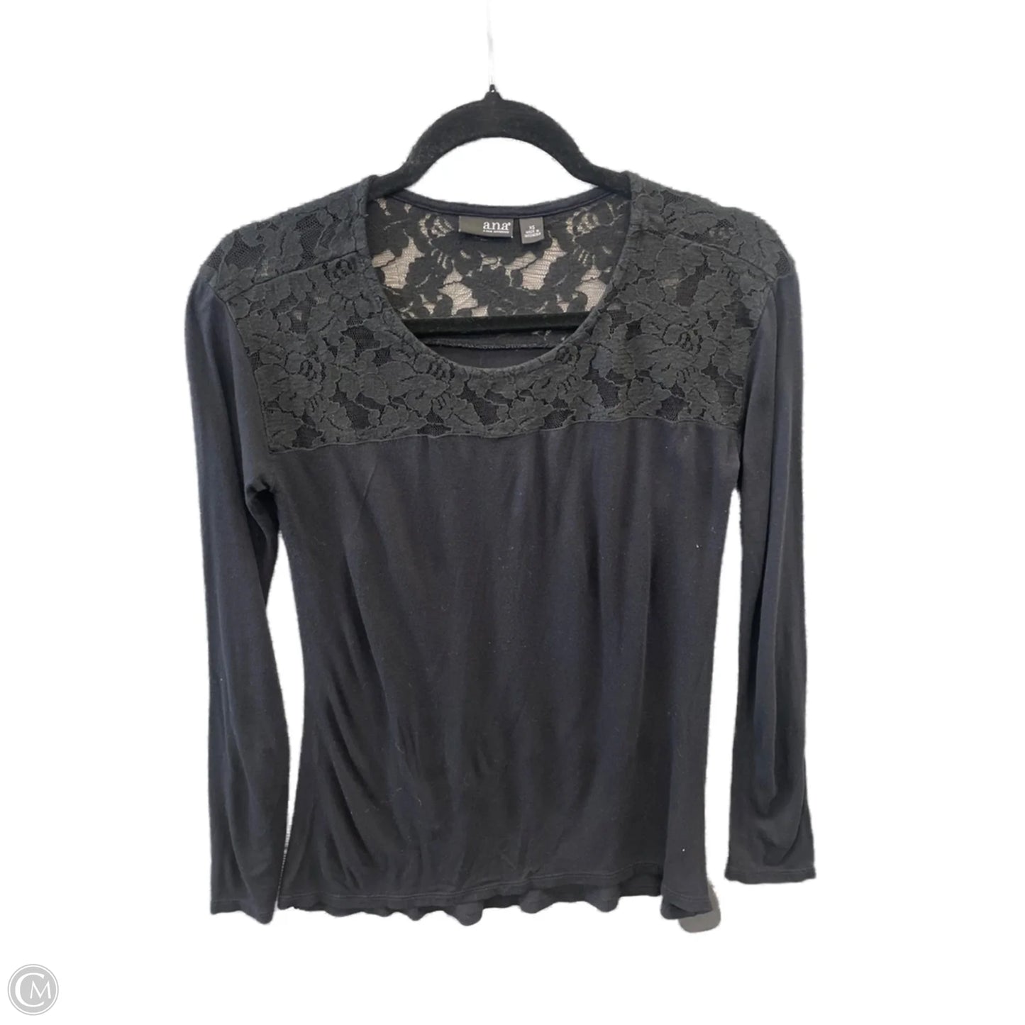 Top Long Sleeve By Ana In Black, Size: Xs