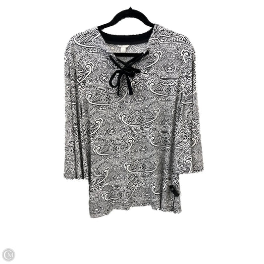 Top Long Sleeve By Cato In Black & White, Size: L